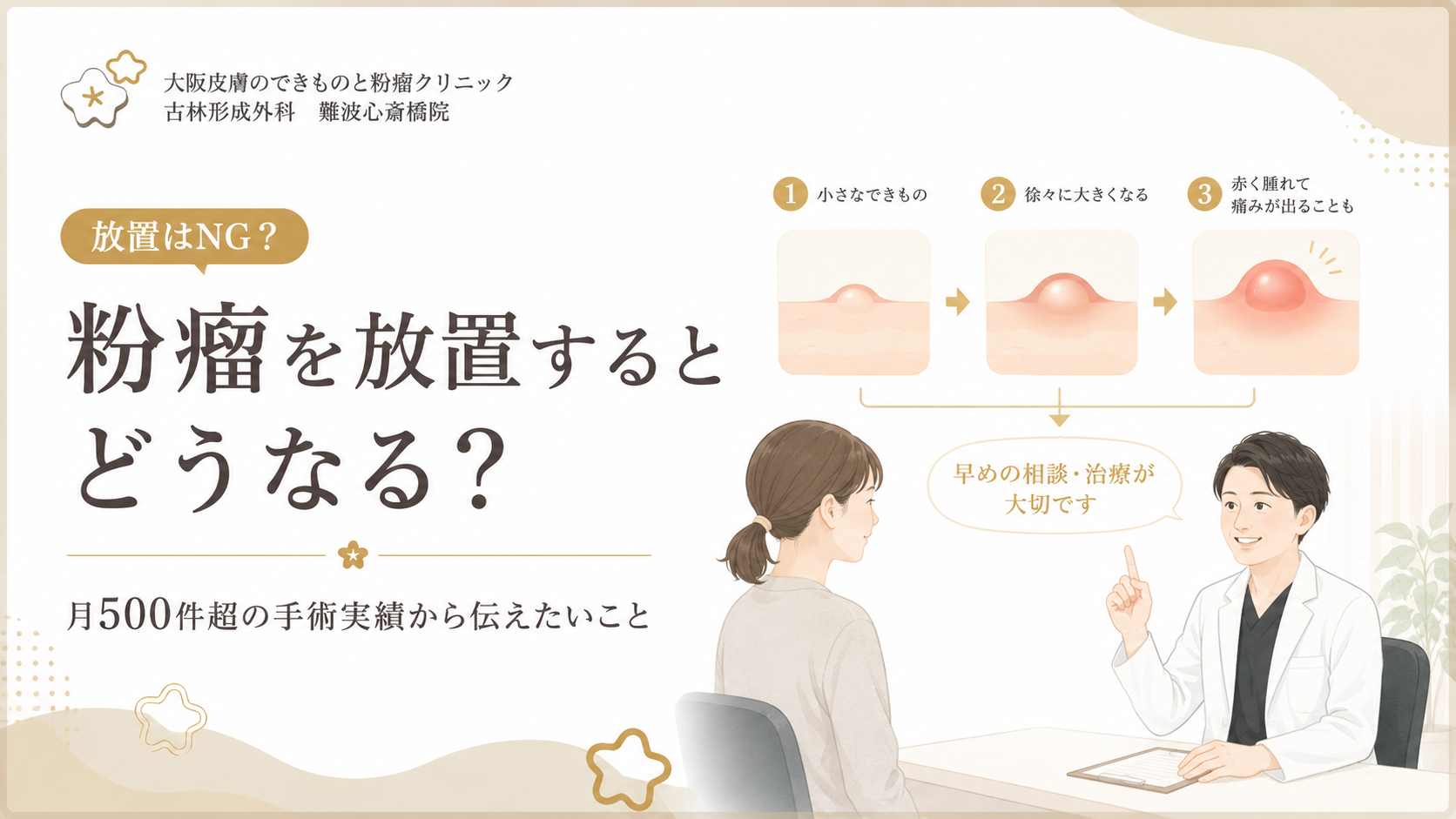 粉瘤を放置するとどうなる？月500件超の手術実績から伝えたいこと