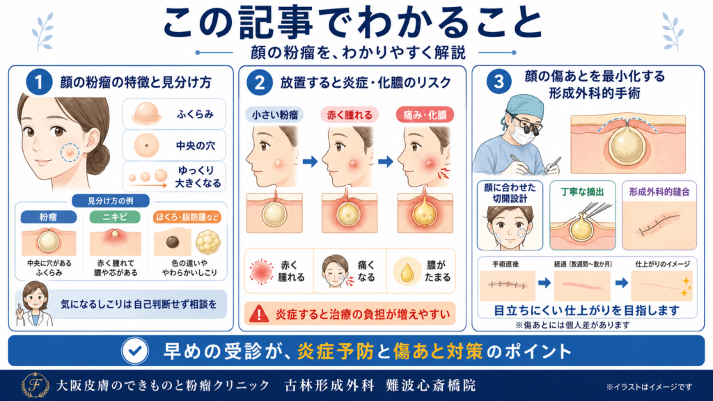 この記事でわかる顔の粉瘤について