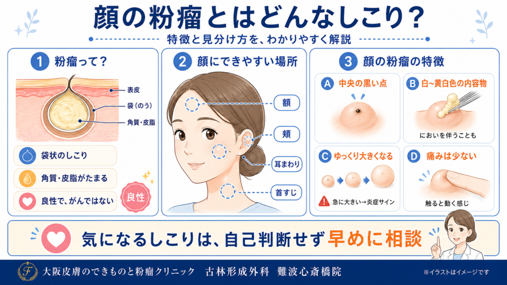顔の粉瘤の特徴と種類について