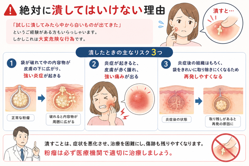 粉瘤を自分で潰してはいけない理由について