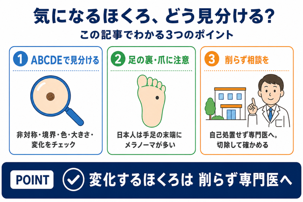 この記事で分かるホクロの3つのポイント